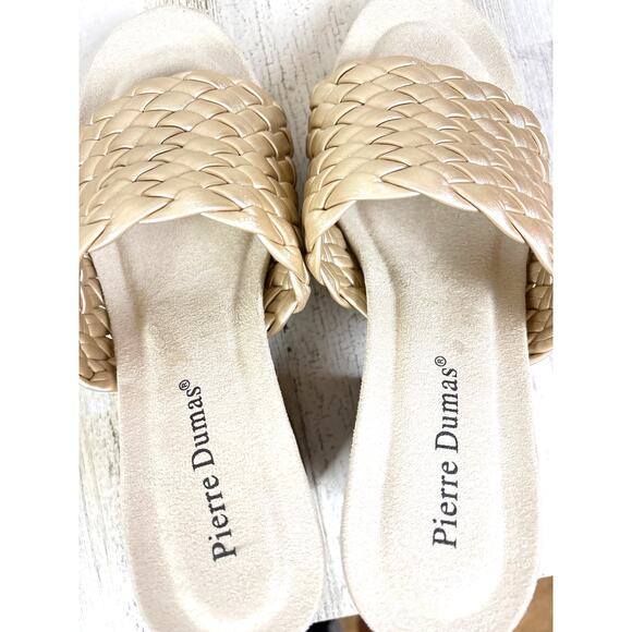 Pierre Dumas Women’s 6.5 Morgen Gold Vegan Leather Slip On Heeled Sandal NWT - Picture 6 of 8